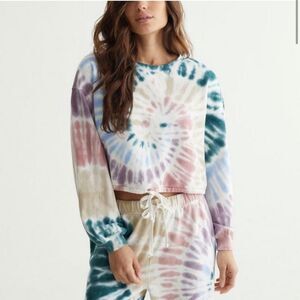 Lucky Brand Tie Dye Crop Cinch Sweatshirt